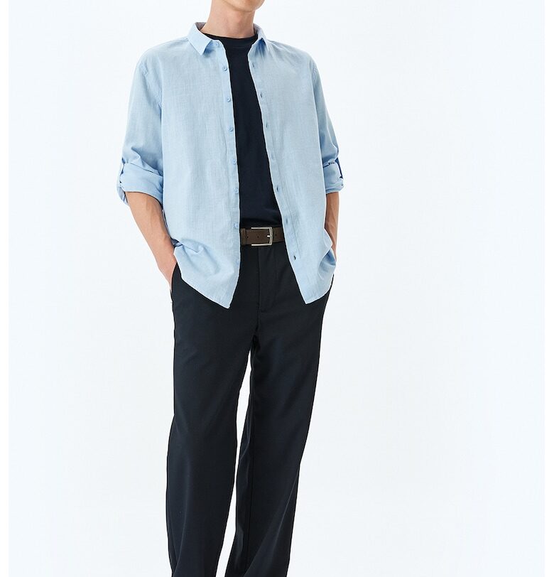 Памучна риза с остра яка KOTON