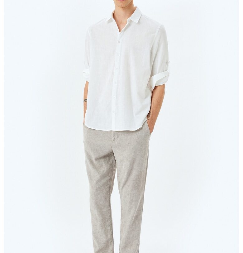 Памучна риза с остра яка KOTON