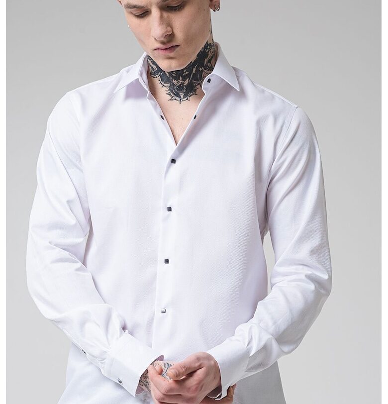 Памучна риза с остра яка Karl Lagerfeld