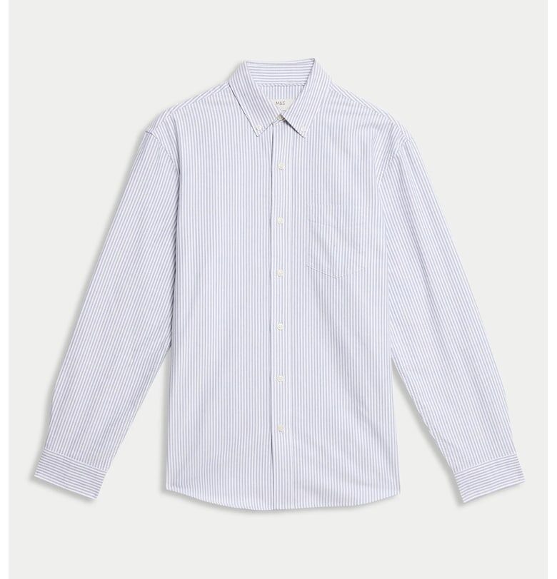 Памучна риза с райе Marks  Spencer