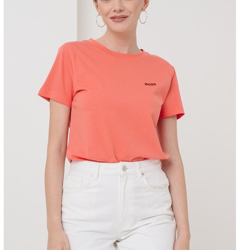 Памучна слим тениска с овално деколте BOSS