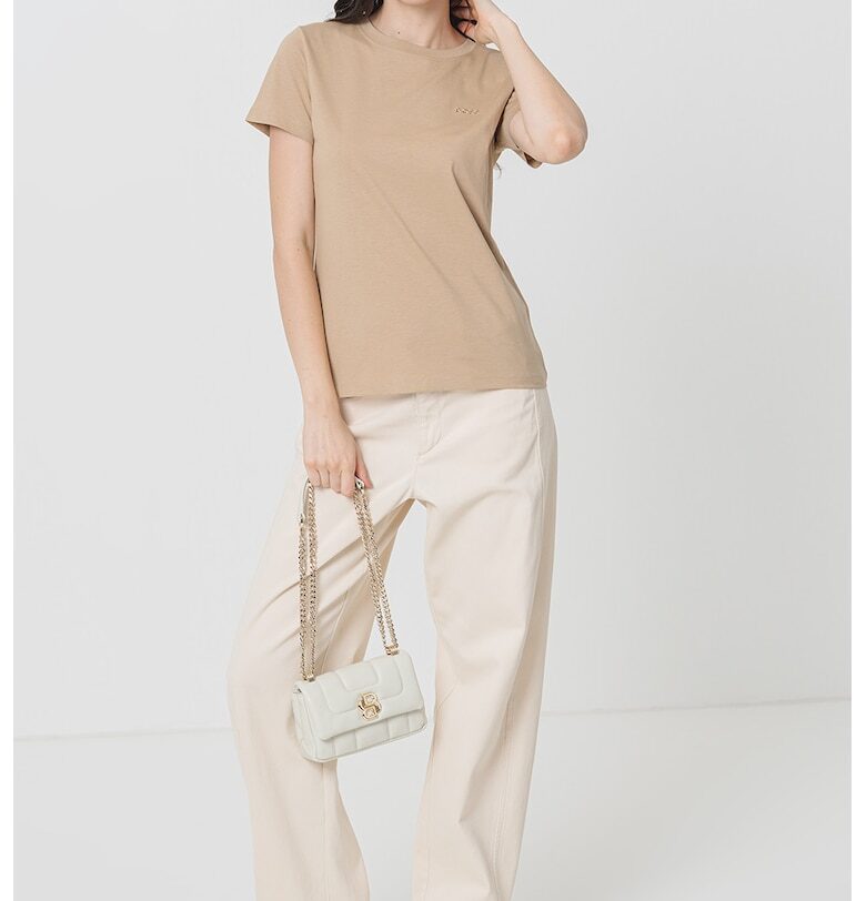 Памучна слим тениска с овално деколте BOSS