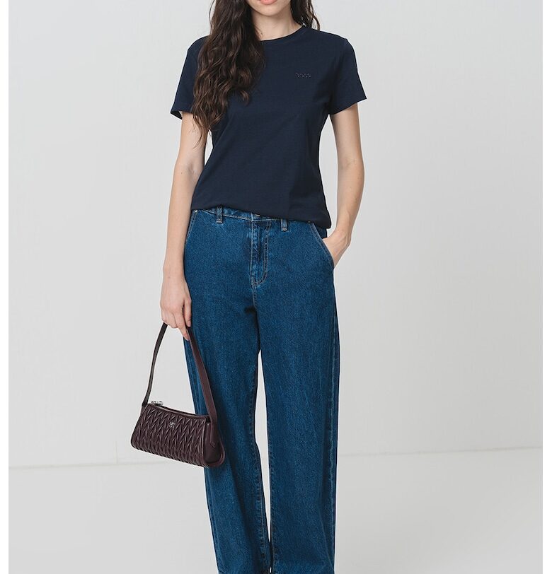 Памучна слим тениска с овално деколте BOSS