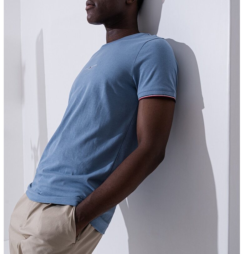 Памучна слим тениска с овално деколте Tommy Hilfiger