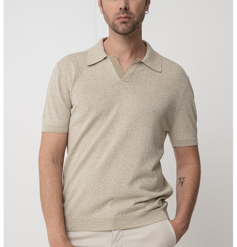 Памучна слим тениска с яка United Colors of Benetton