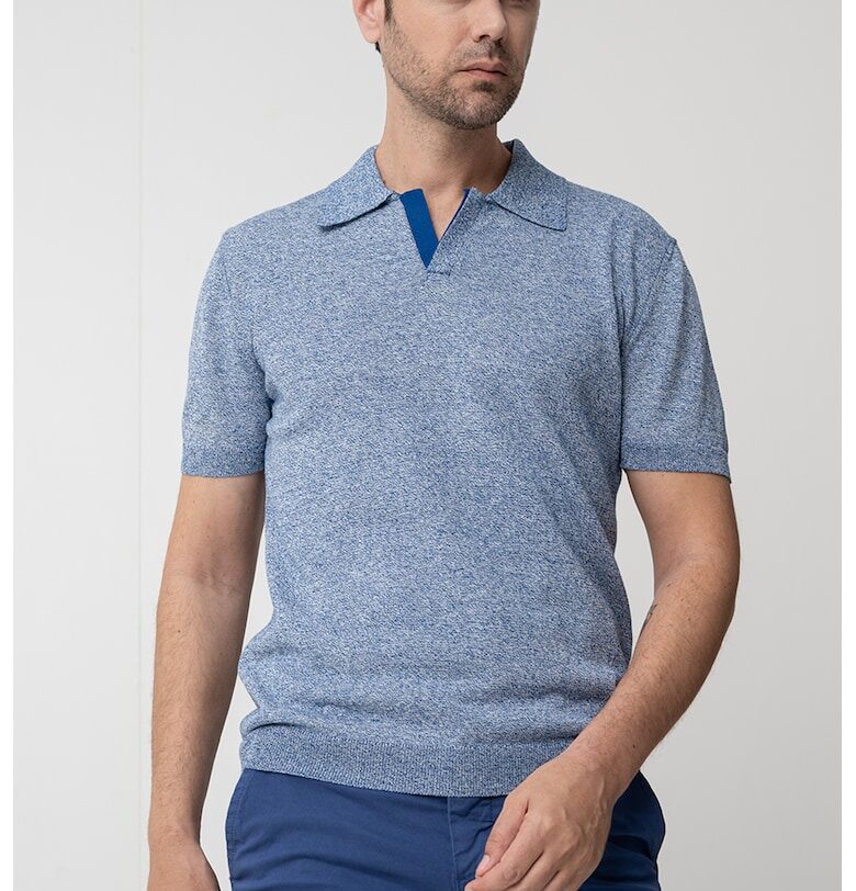 Памучна слим тениска с яка United Colors of Benetton