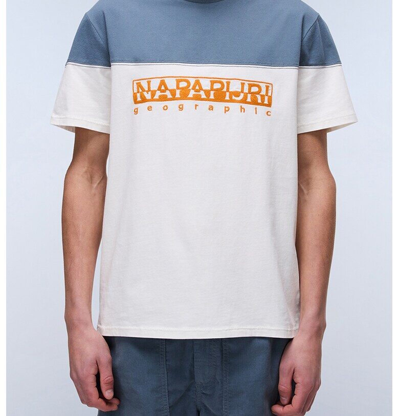 Памучна тениска Saturnia с цветен блок Napapijri