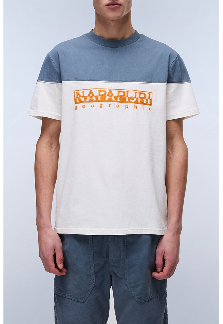 Памучна тениска Saturnia с цветен блок Napapijri