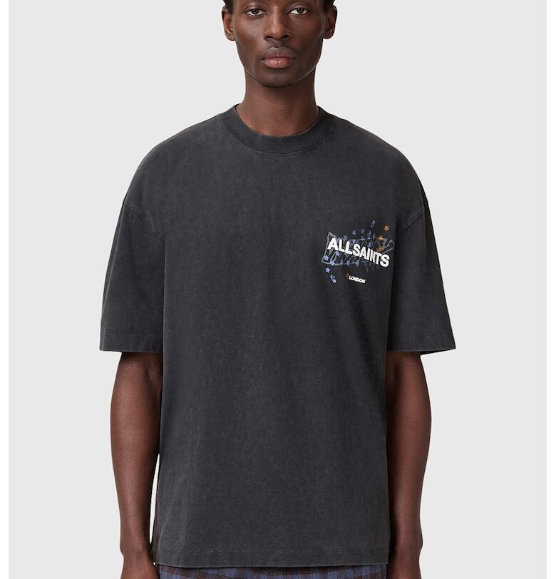Памучна тениска Wavy с овално деколте AllSaints