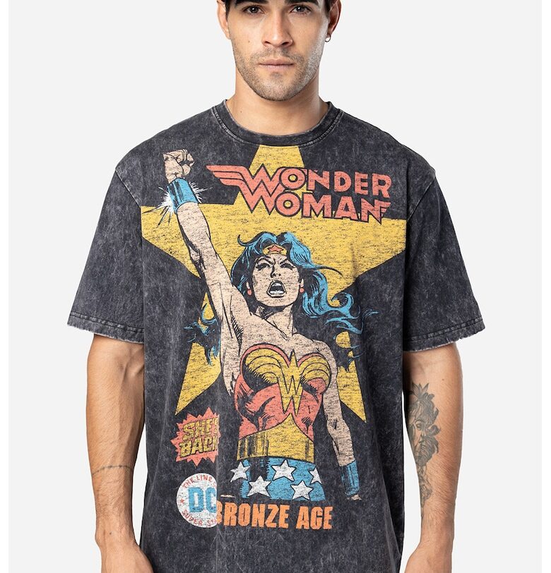 Памучна тениска Wonder Woman DC - Червен - Жълт - Черен меланж - New Era