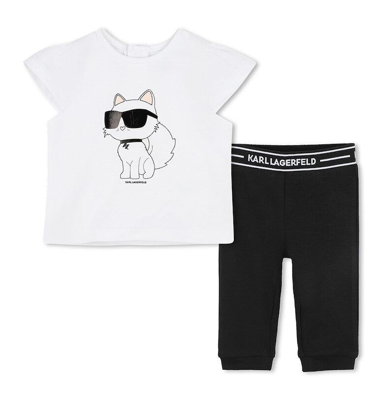 Памучна тениска и панталон с лого - 2 части KARL LAGERFELD KIDS