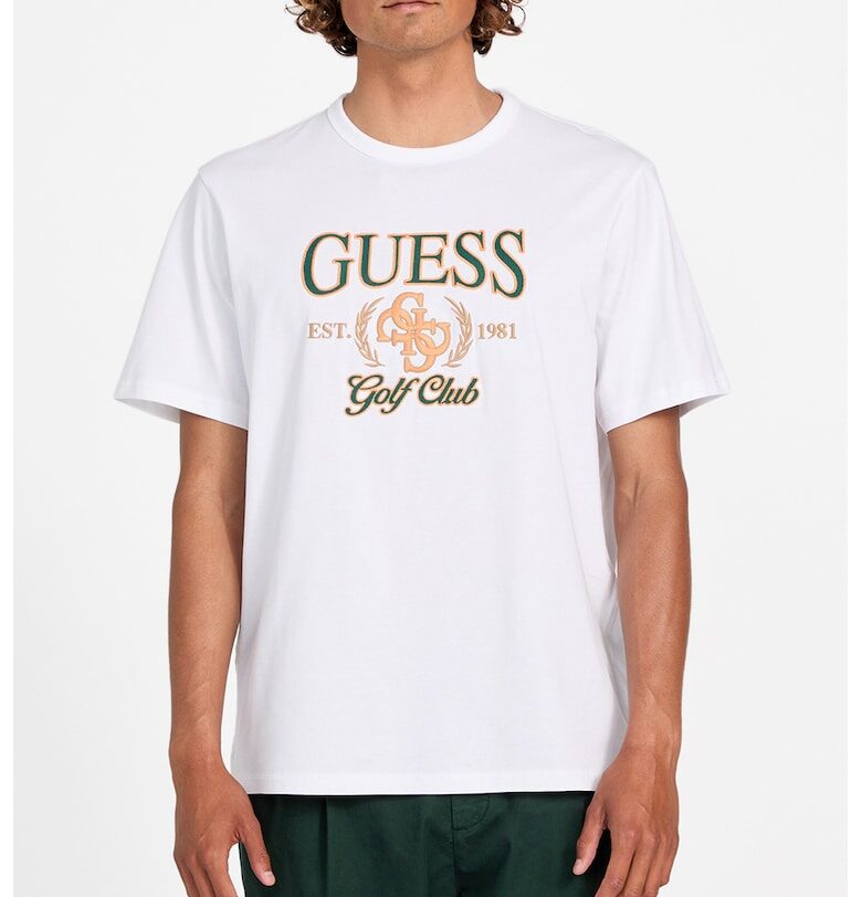 Памучна тениска с бродирано лого GUESS