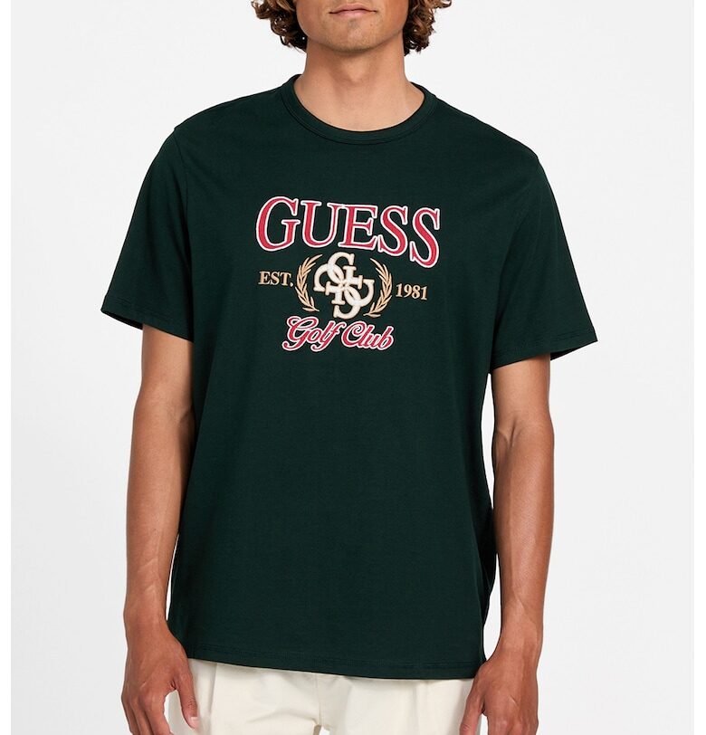 Памучна тениска с бродирано лого GUESS