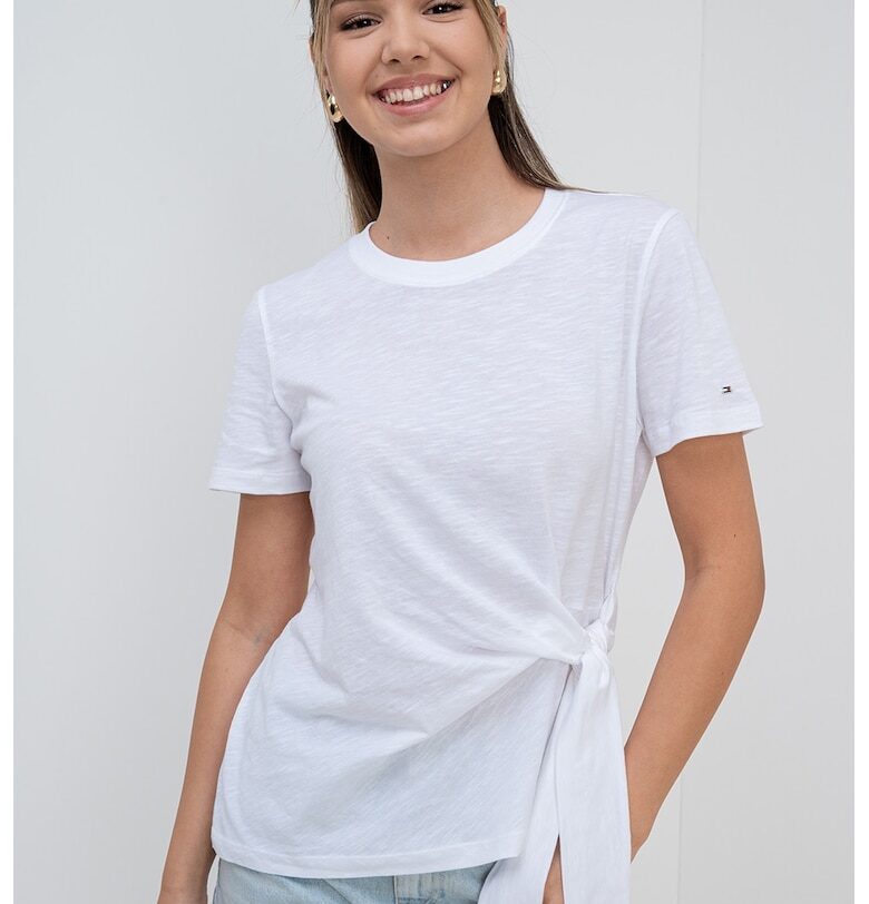 Памучна тениска с възел встрани Tommy Hilfiger