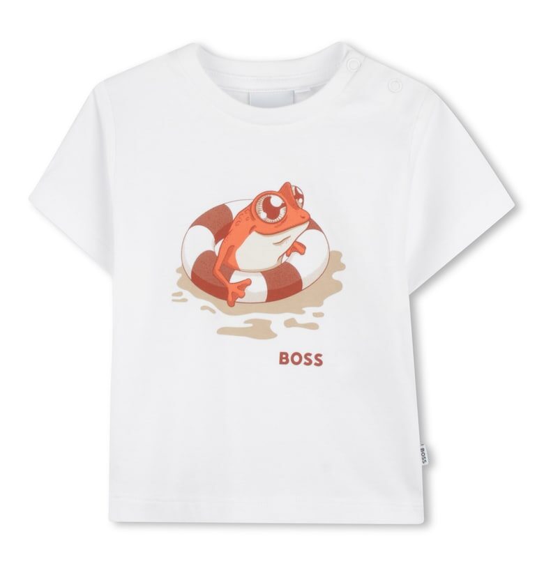 Памучна тениска с графика BOSS Kidswear