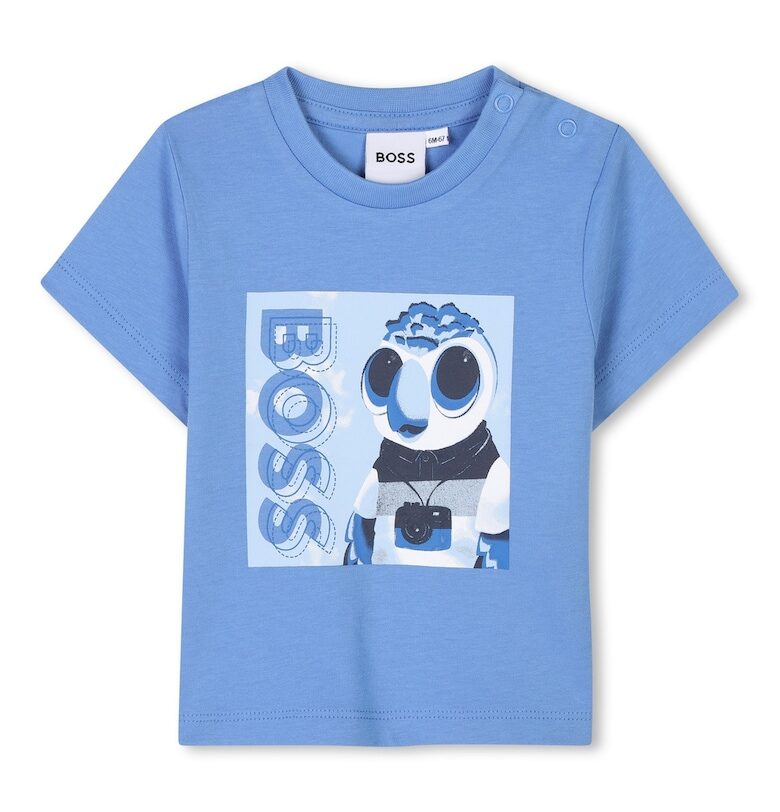 Памучна тениска с графика BOSS Kidswear