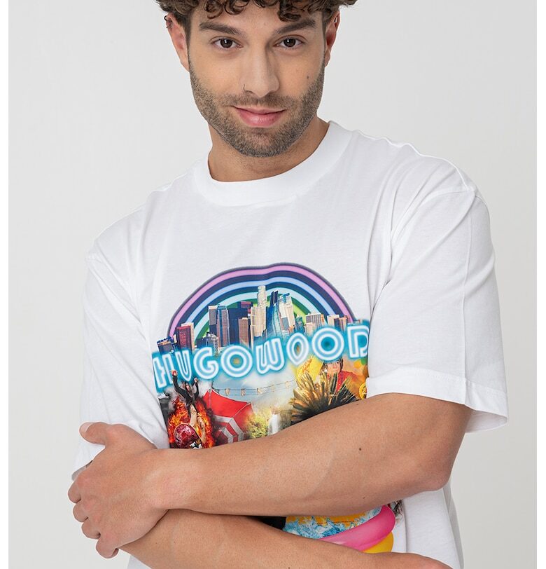 Памучна тениска с графика HUGO