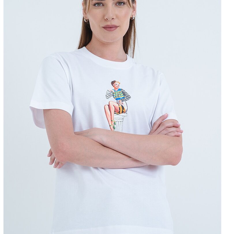 Памучна тениска с графика Moschino Jeans
