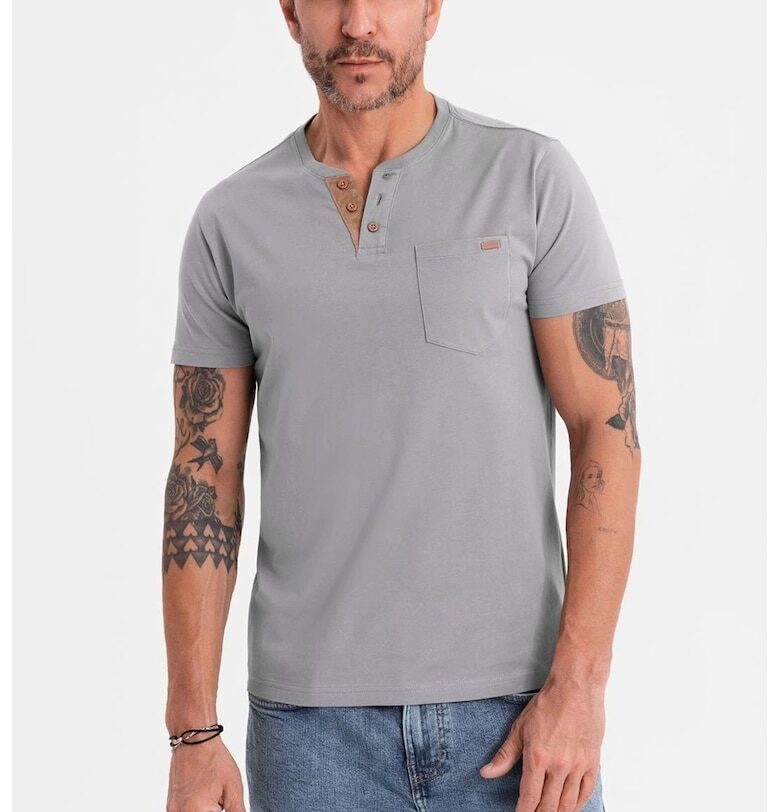 Памучна тениска с копчета OMBRE