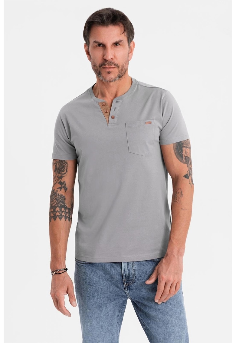 Памучна тениска с копчета OMBRE