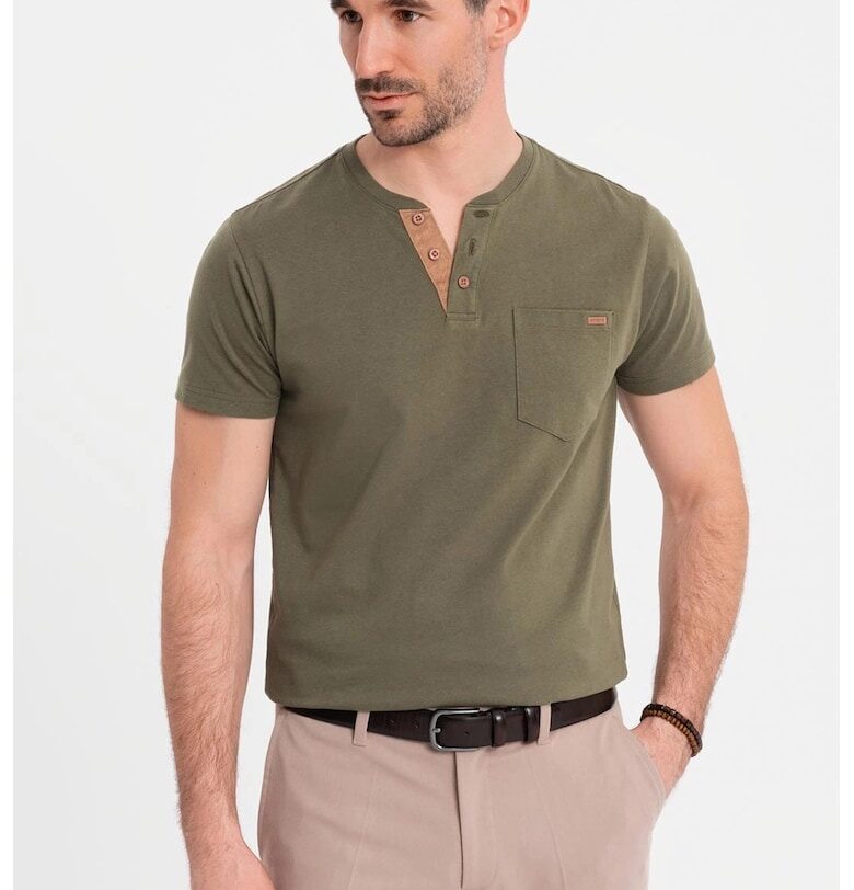 Памучна тениска с копчета OMBRE