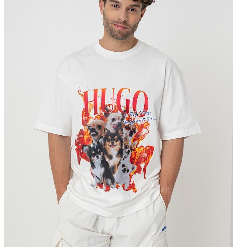 Памучна тениска с лого HUGO