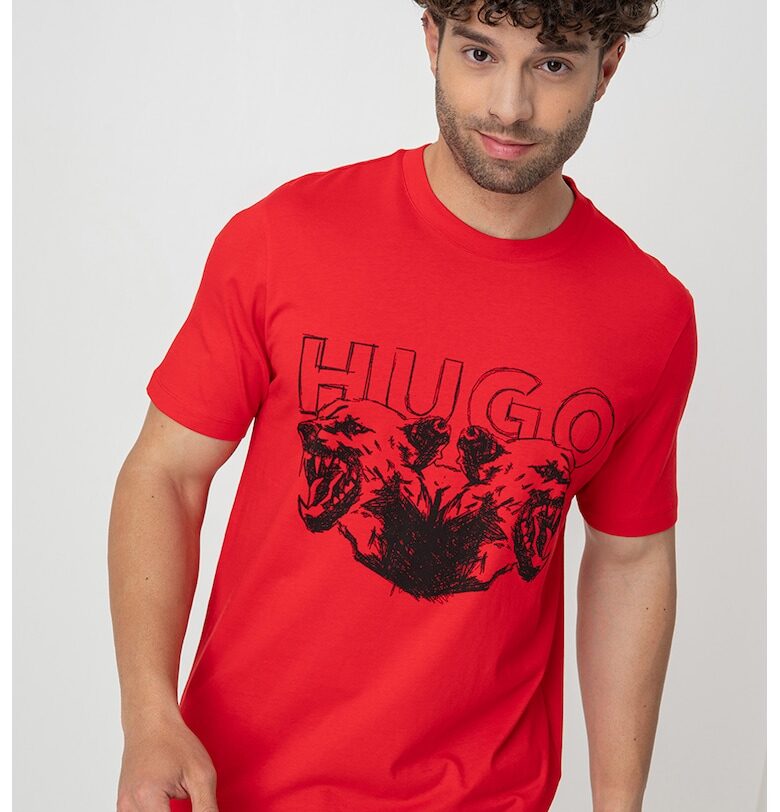 Памучна тениска с лого HUGO
