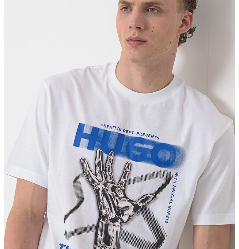 Памучна тениска с лого HUGO