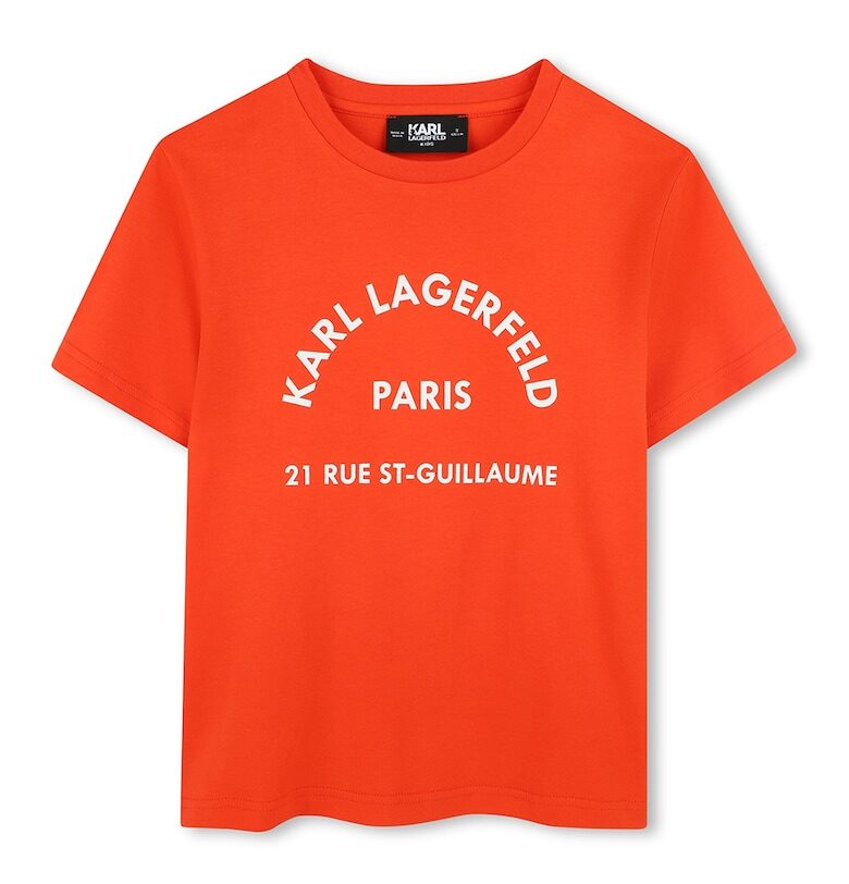 Памучна тениска с лого KARL LAGERFELD KIDS