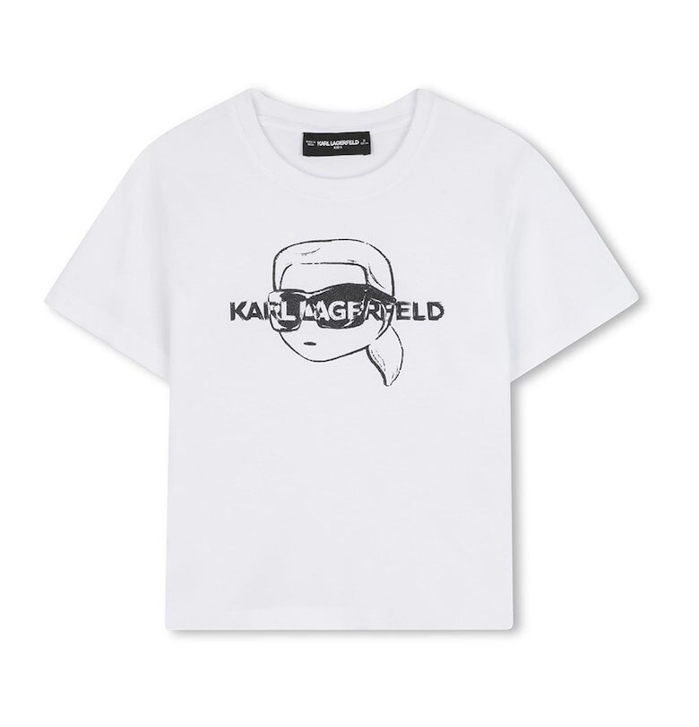 Памучна тениска с лого KARL LAGERFELD KIDS