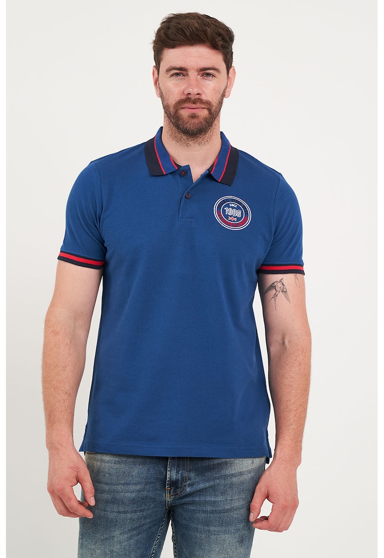 Памучна тениска с лого и яка Lee Cooper