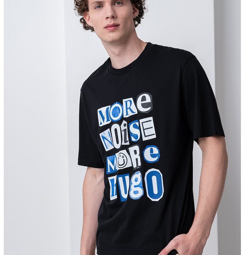 Памучна тениска с надпис HUGO