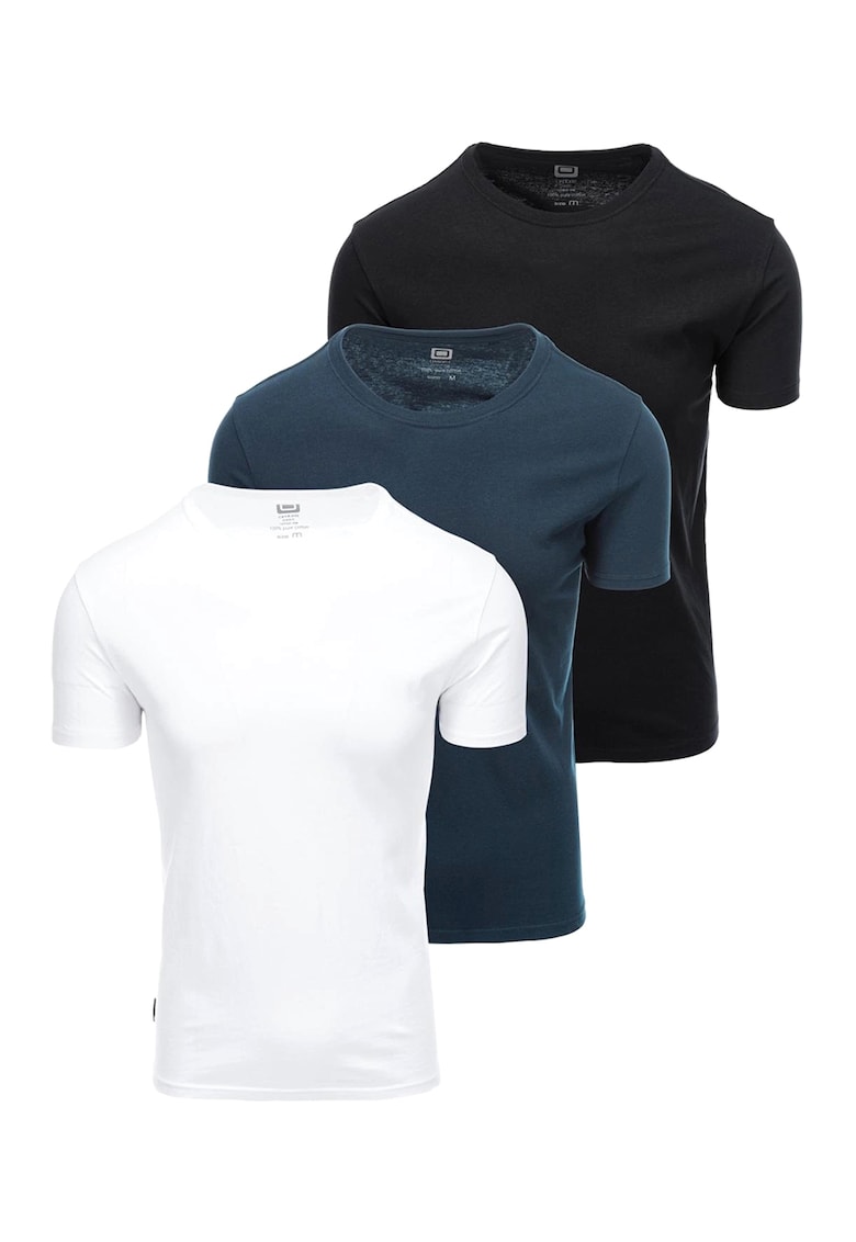 Памучна тениска с овално деколте - 3 броя OMBRE