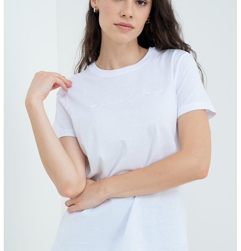 Памучна тениска с овално деколте ARMANI EXCHANGE