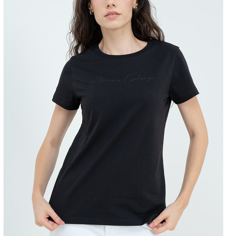 Памучна тениска с овално деколте ARMANI EXCHANGE