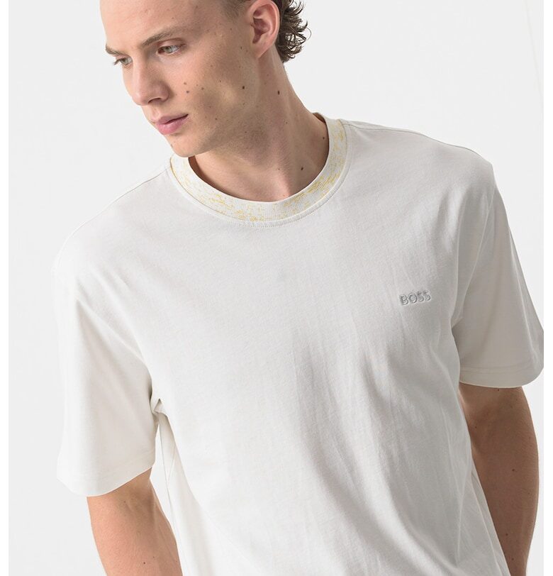 Памучна тениска с овално деколте BOSS