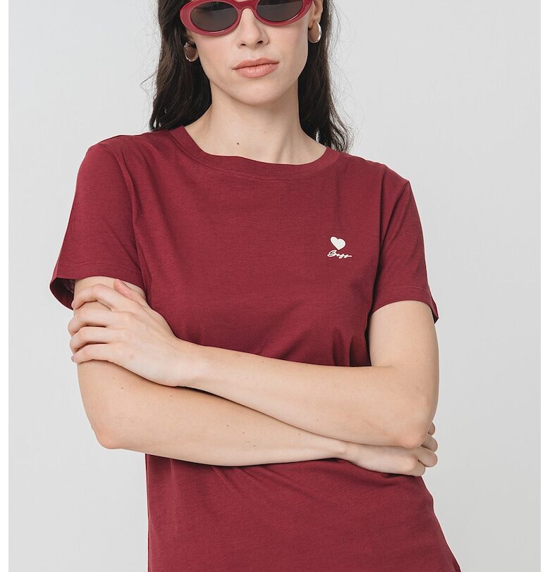 Памучна тениска с овално деколте BOSS