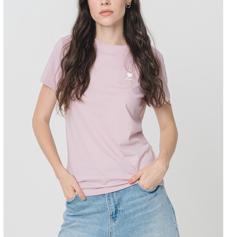 Памучна тениска с овално деколте BOSS