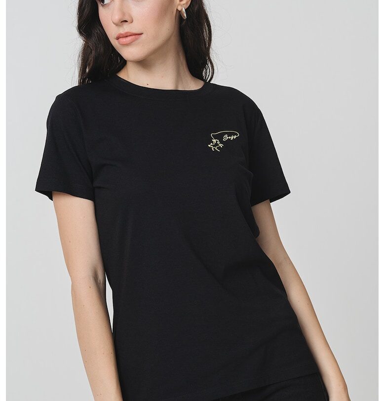 Памучна тениска с овално деколте BOSS