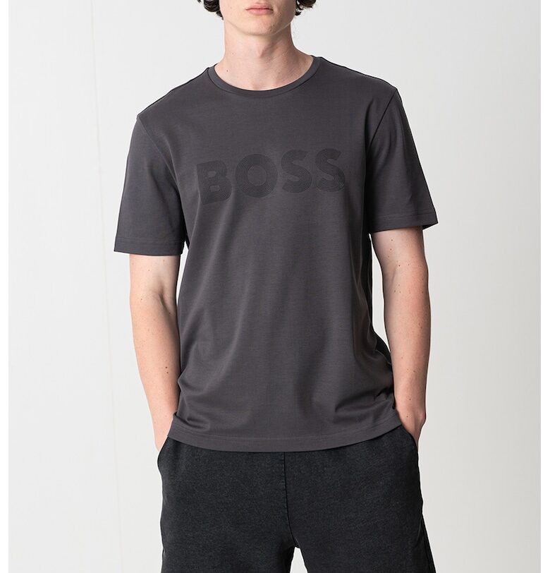 Памучна тениска с овално деколте BOSS