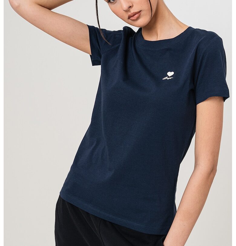 Памучна тениска с овално деколте BOSS