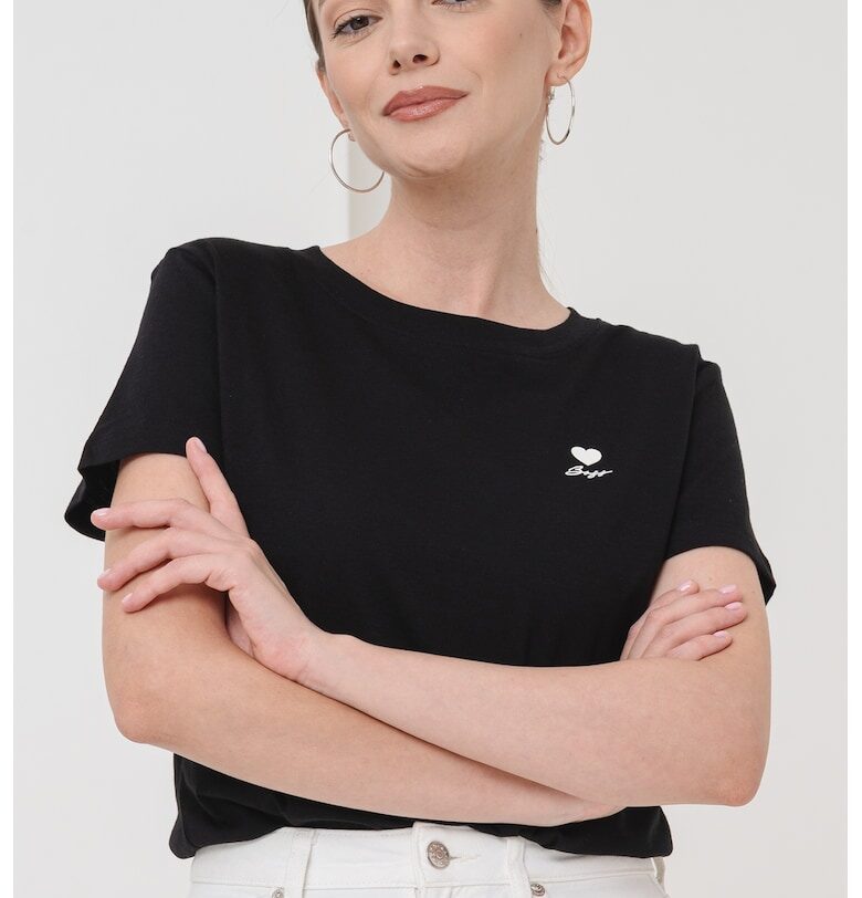 Памучна тениска с овално деколте BOSS