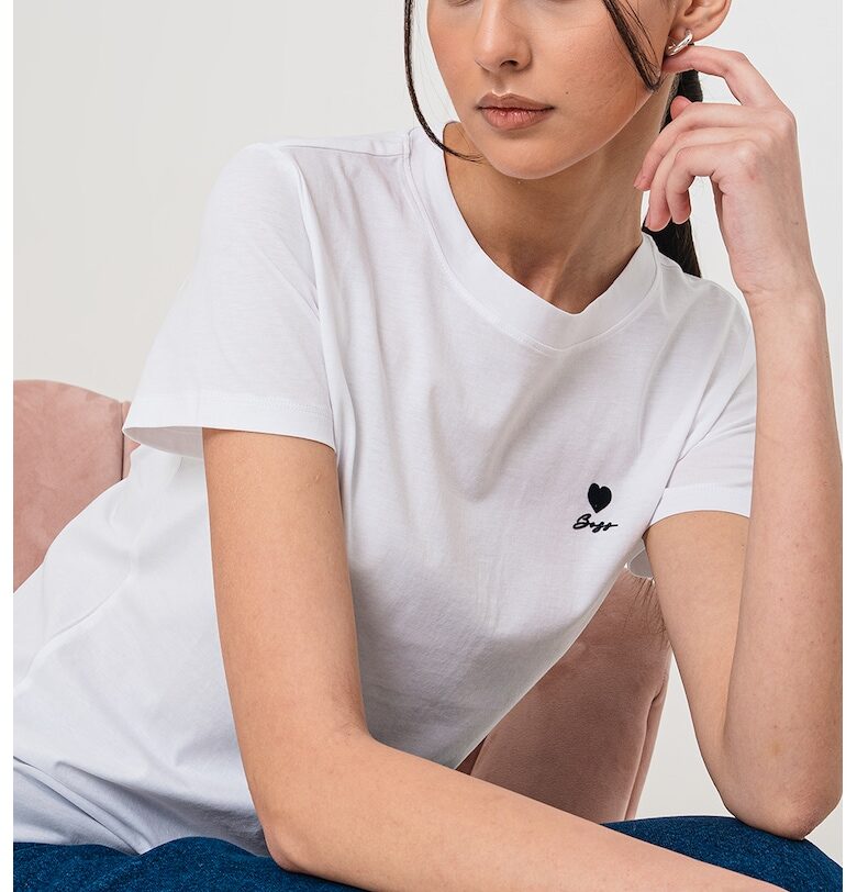 Памучна тениска с овално деколте BOSS