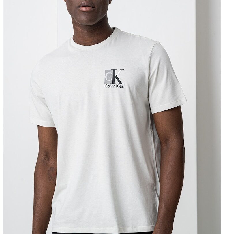 Памучна тениска с овално деколте CALVIN KLEIN