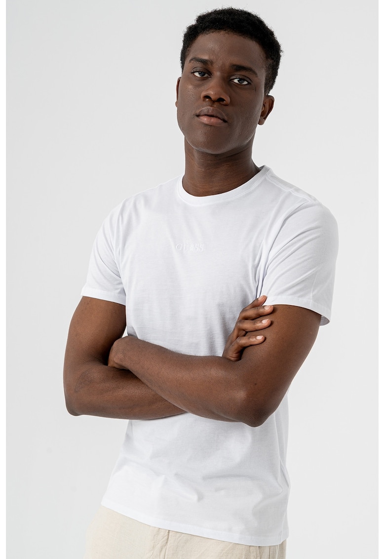 Памучна тениска с овално деколте GUESS