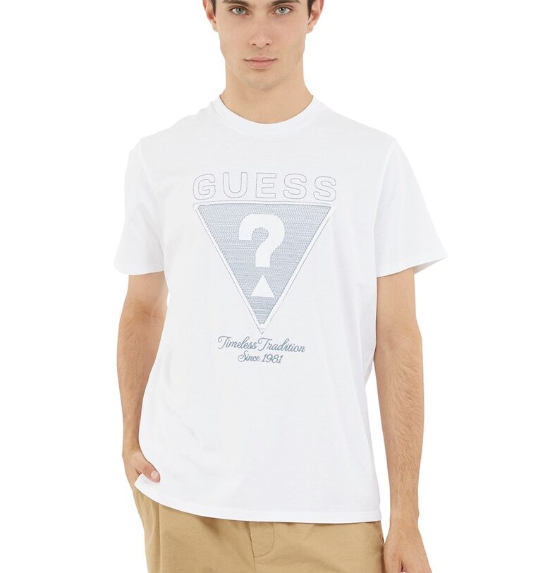 Памучна тениска с овално деколте GUESS