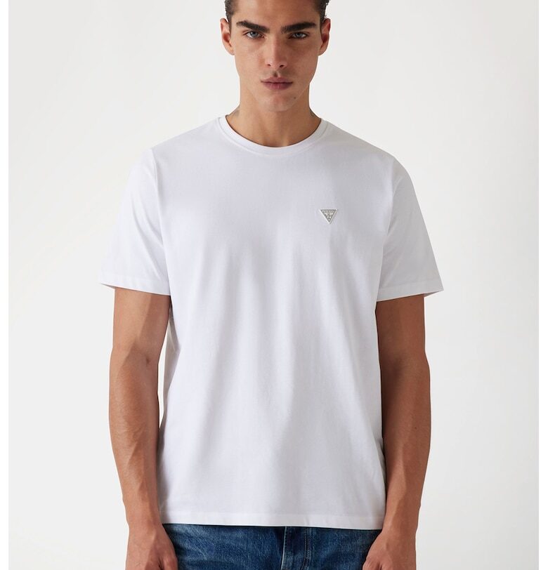 Памучна тениска с овално деколте GUESS