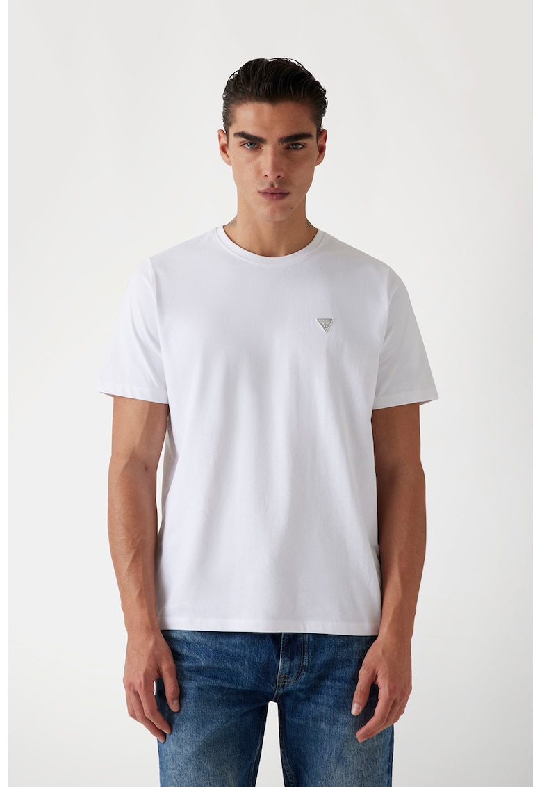 Памучна тениска с овално деколте GUESS