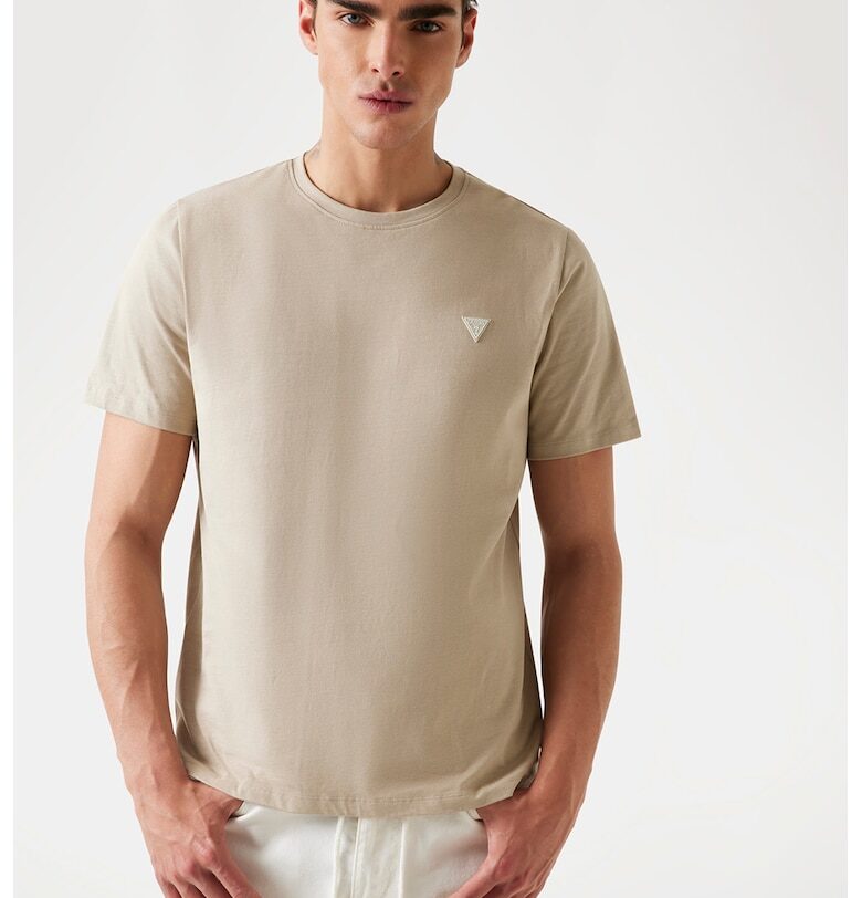 Памучна тениска с овално деколте GUESS