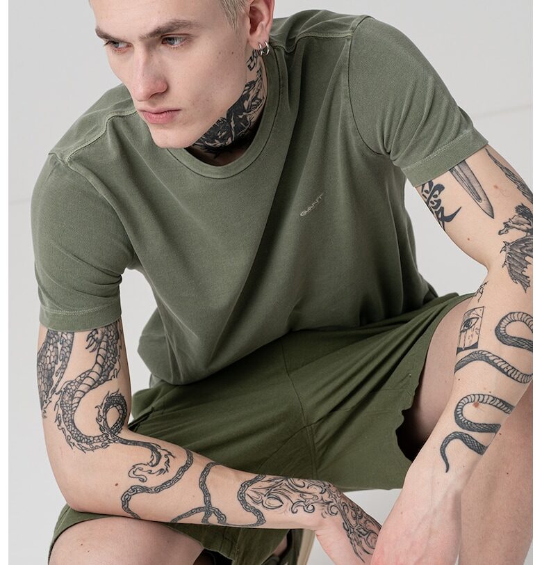 Памучна тениска с овално деколте Gant